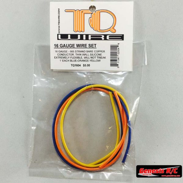 TQ Racing 1604 - 16 Gauge 3' Wire Kit 1' ea Blue/Yellow/Orange