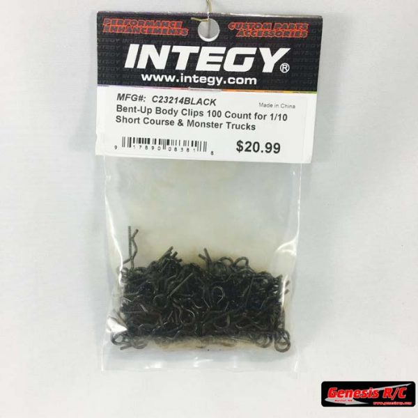 Integy C23214BLK - BLACK Bent-Up Body Clipsx100