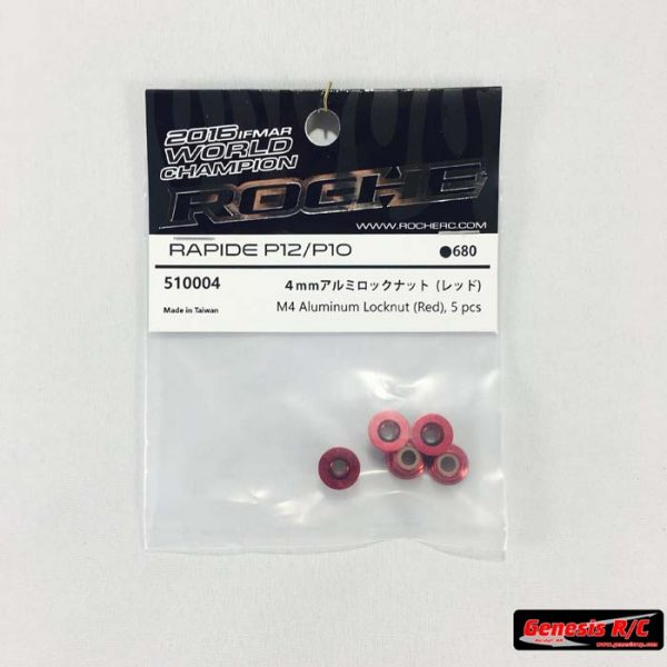 Roche 510004 - M4 Aluminum Locknut (Red), 5 pcs