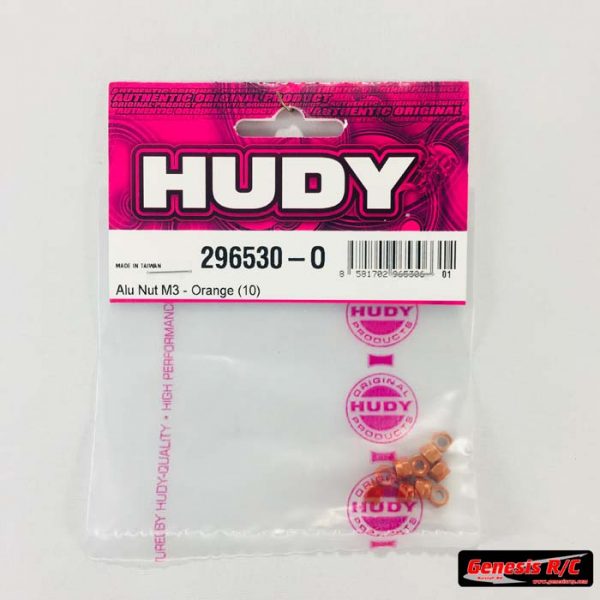 HUDY 296530O - ALU NUT M3 - ORANGE (10)