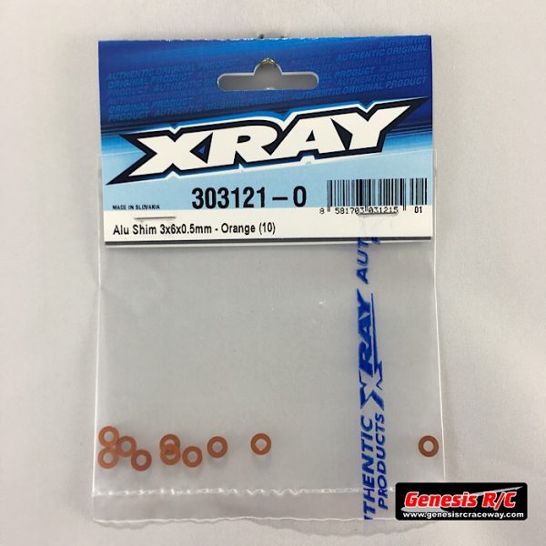Xray 303121O - ALU SHIM 3x6x0.5MM - ORANGE (10)