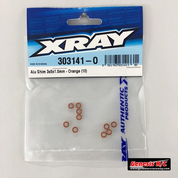 Xray 303141O - ALU SHIM 3x5x1.0MM Orange (10)