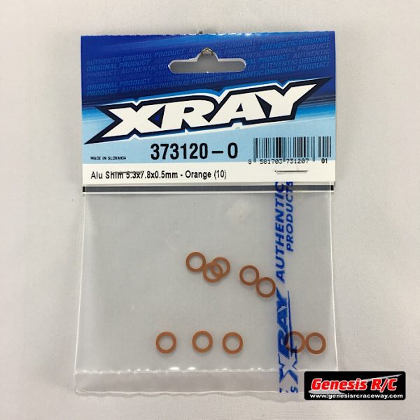 Xray 373120O - ALU SHIM 5.3x7.8x0.5MM - ORANGE (10)