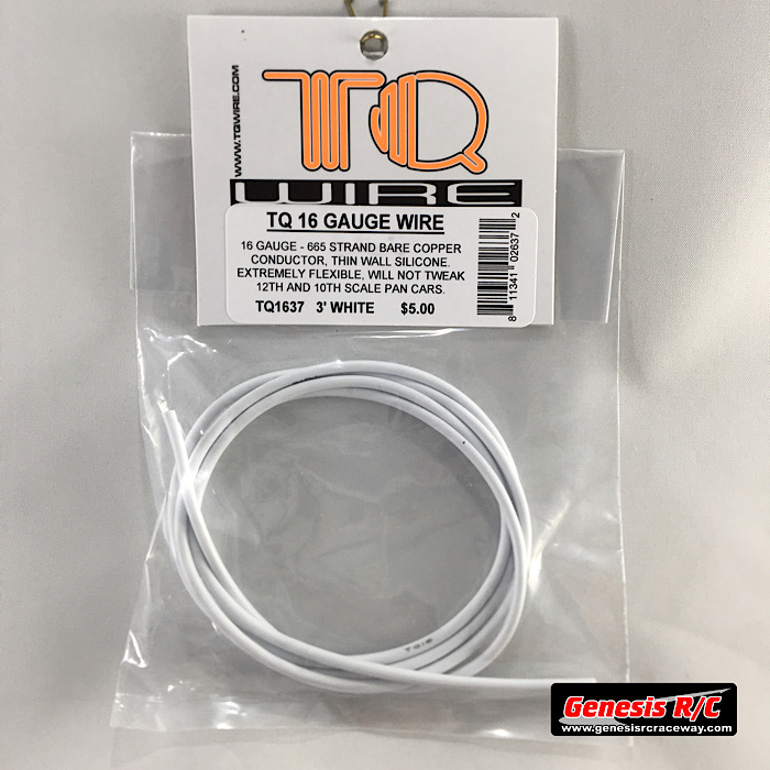 TQ Racing 1637 - 16 Gauge Wire 3' White - Genesis RC Raceway