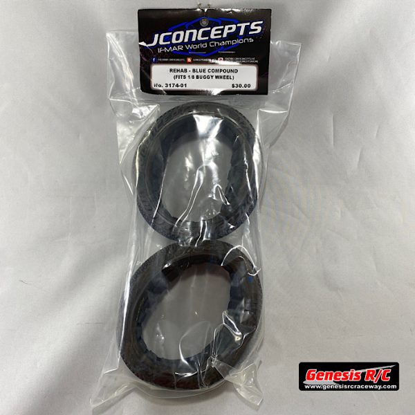 JConcepts 317401 - 1/8 ReHab Tire, Blue Compound: 83mm Buggy Wheel(2)