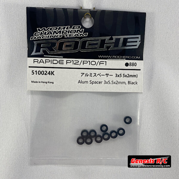 Roche 510024K - Aluminium Spacer 3x5.5x2mm, Black, 10 pcs