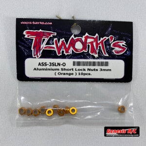 T-Work's TWKASS-3SLN-O - Aluminium Short Lock Nuts 3mm ( Orange x10)