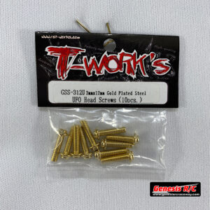 T-Work's TWKGSS-312U - 3mm x 12mm Gold Plated Steel UFO Head Screws (x10)