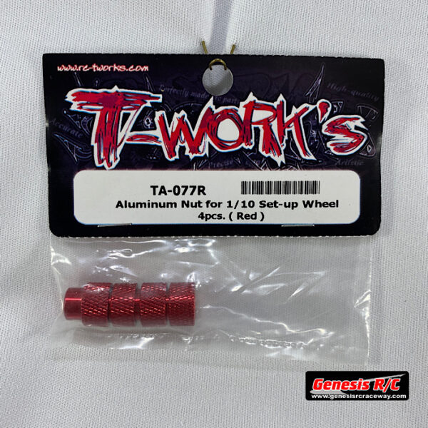 T-Work's TWKTA-077R - Aluminum Nut for 1/10 Set-up Wheel 4pcs. (Red)