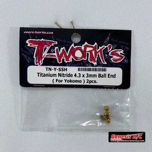 T-Work's TWKTN-Y-SSH - Titanium Nitride 4.3 x 3mm Ball End (Yokomo x2)
