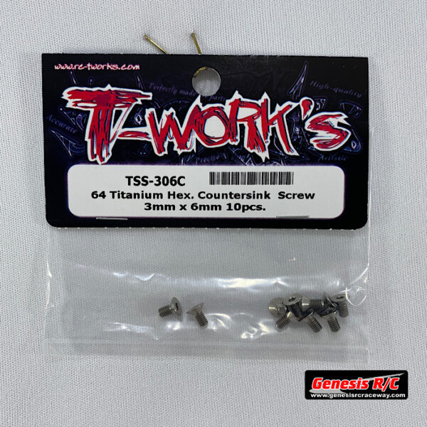 T-Work's TWKTSS-306C - 3mm x 6mm Titanium Hex Countersink Screw (x10)
