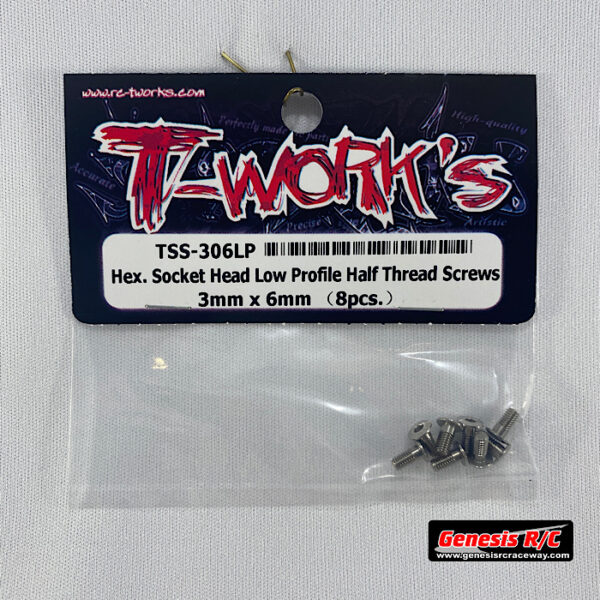 T-Work's TWKTSS-306LP - 3mm x 6mm  Hex Socket Head Low Profile Half Thread Screws (x8)