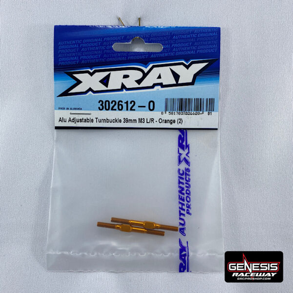 XRAY 302612O - ALU ADJ. TURNBUCKLE M3 L/R 39MM-ORANGE-SWISS 7075 T6 (2)