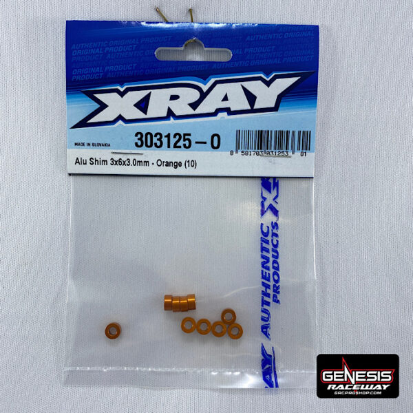 XRAY 303125O - ALU SHIM 3x6x3.0MM - ORANGE (10)