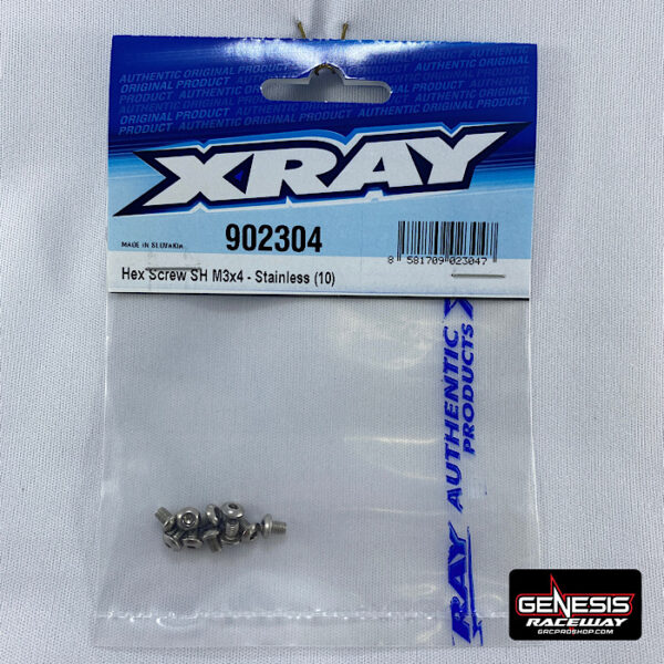 XRAY 902304 - HEX SCREW SH M3x4 - STAINLESS (10)