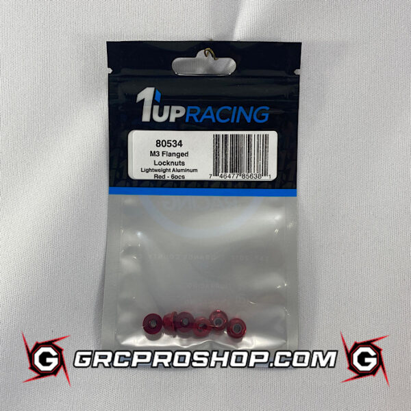 1Up 80534 - M3 Flanged Aluminum Locknuts - Red - 6pcs