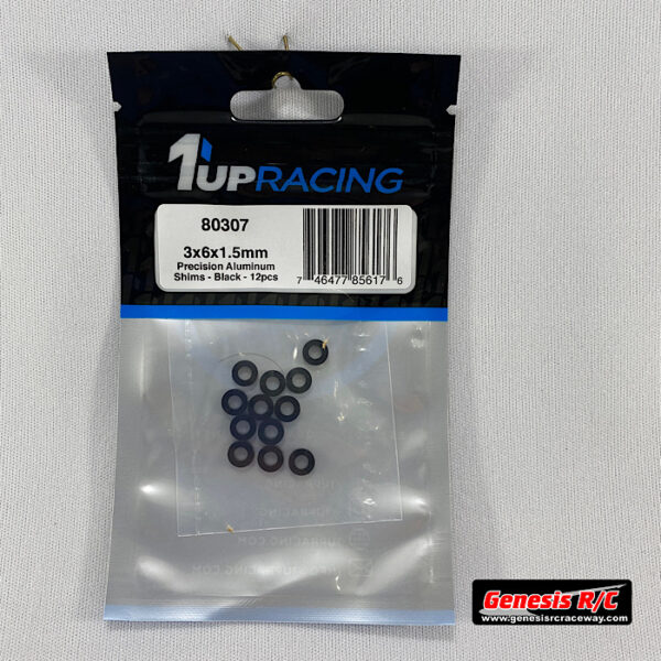 1Up 80307 - 3x6x1.5mm Precision Aluminum Shims - Black - 12pcs
