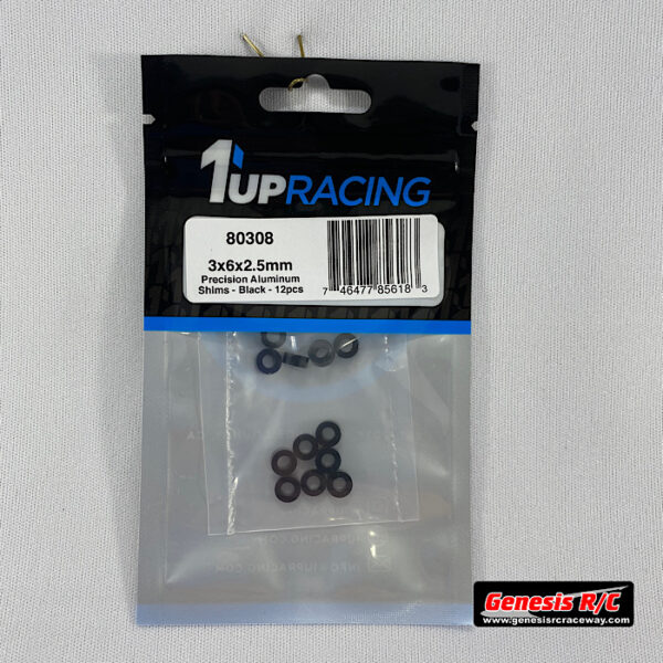 1Up 80308 - 3x6x2.5mm Precision Aluminum Shims - Black - 12pcs