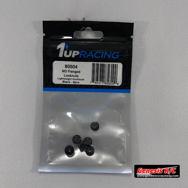 1Up 80504 - M3 Flanged Premium Aluminum Locknuts - Black - 6pcs