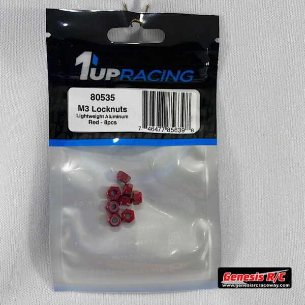 1Up 80535 - M3 Aluminum Locknuts - Red - 8pcs