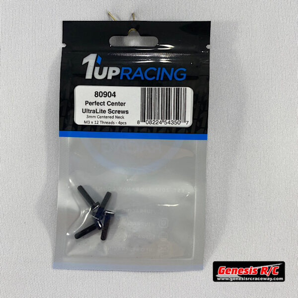 1Up 80904 - Perfect Center UltraLite Aluminum Screws - 3mm Neck - M3x12 - 4pcs