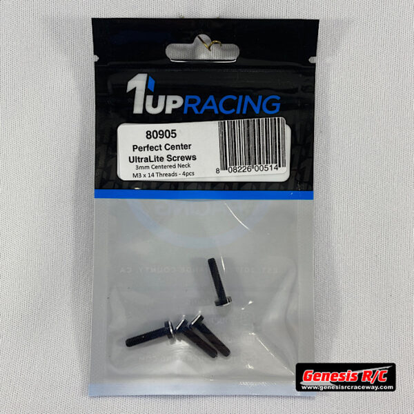 1Up 80905 - Perfect Center UltraLite Aluminum Screws - 3mm Neck - M3x14 - 4pcs