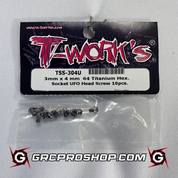 T-Work's TWKTSS-304U - 3mm x 4mm  64 Titanium Hex. Socket  UFO Head Screw (x10)