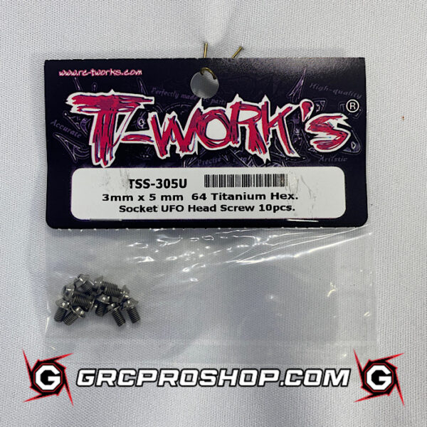 T-Work's TWKTSS-305U - 3mm x 5mm  64 Titanium Hex. Socket  UFO Head Screw (x10)