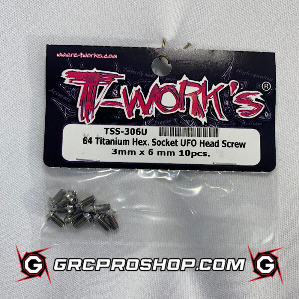 T-Work's TWKTSS-306U - 3mm x 6mm  64 Titanium Hex. Socket  UFO Head Screw (x10)