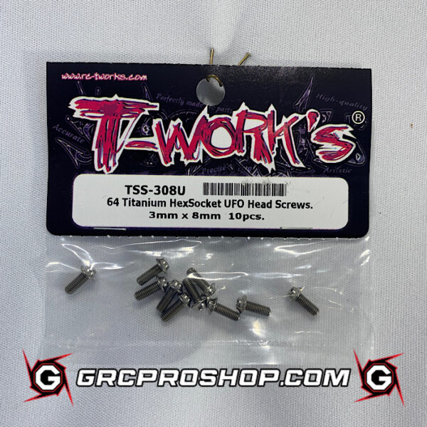 T-Work's TWKTSS-308U - 3mm x 8mm  64 Titanium Hex. Socket UFO Head Screw (x10)