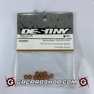 Destiny USA D10097 - 3x5.5x2.5mm Aluminum Spacer (Orange), 10pcs
