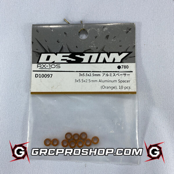 Destiny USA D10097 - 3x5.5x2.5mm Aluminum Spacer (Orange), 10pcs