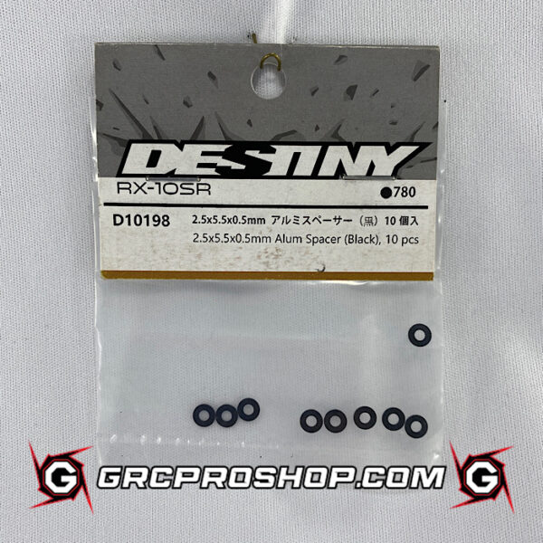 Destiny USA D10198 - 2.5x5.5x0.5mm Alum Spacer (Black), 10 pcs