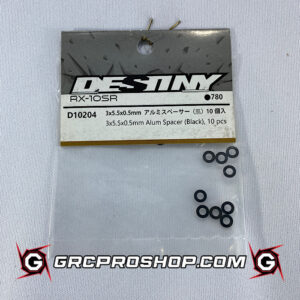 Destiny USA D10204 - 3x5.5x0.5mm Alum Spacer (Black), 10 pcs