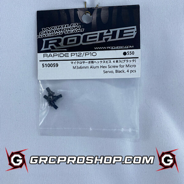 Roche RHE510059 - M3x6mm Alum Hex Screw for Micro Servo, Black, 4