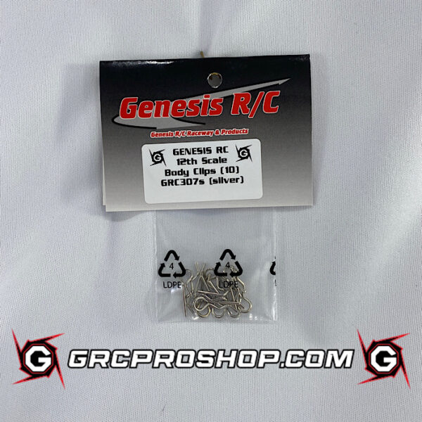 Genesis R/C GRC307s - 12th Scale Body Clips (x10 Silver)