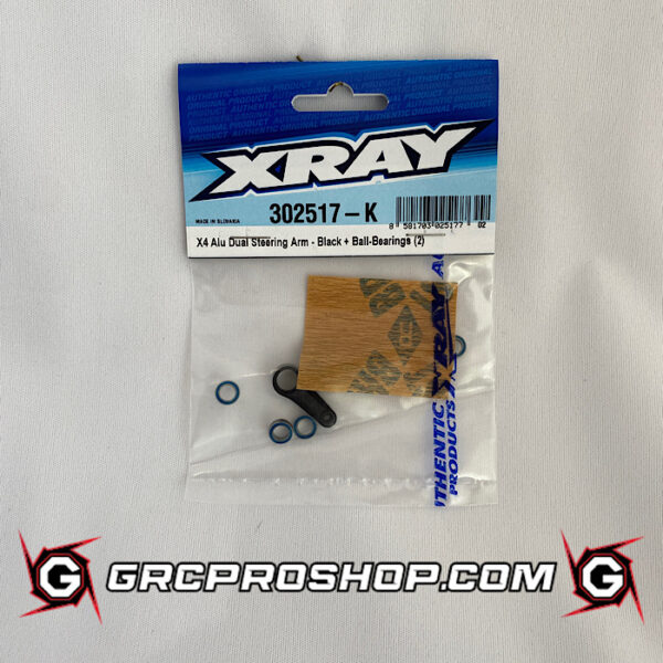 XRAY - XRA302517K - X4 ALU DUAL STEERING ARM - BLACK + BALL-BEARINGS (2)