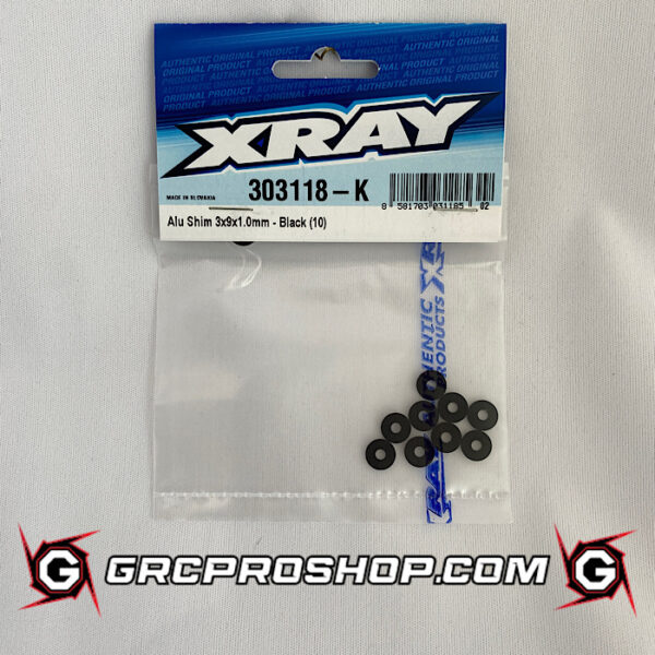 XRAY - XRA303118K - ALU SHIM 3x9x1.0MM - BLACK (10)