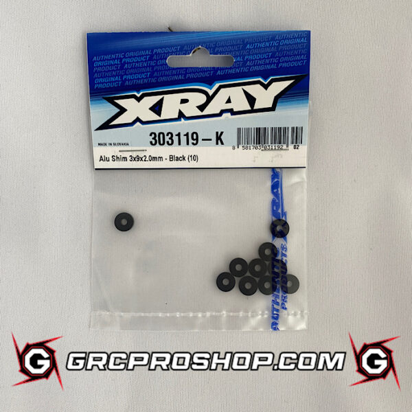 XRAY - XRA303119K - ALU SHIM 3x9x2.0MM - BLACK (10)