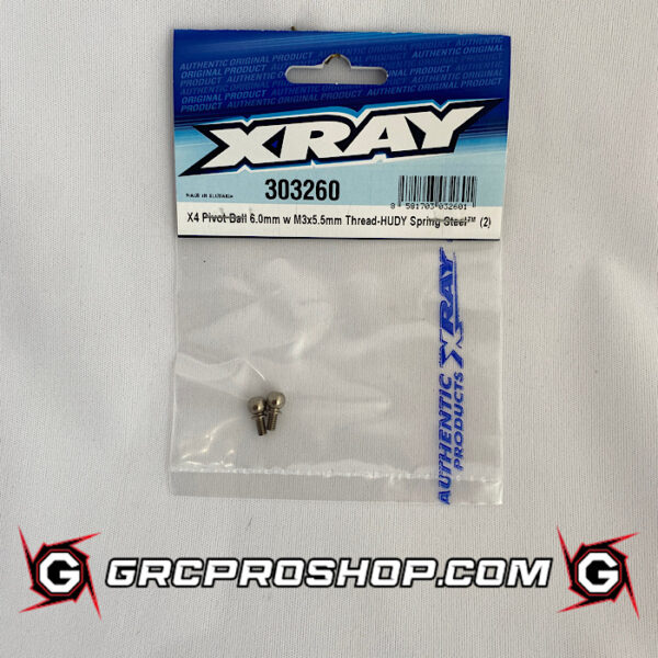 XRAY - XRA303260 - X4 PIVOT BALL 6.0MM WITH M3x5.5MM THREAD - HUDY SPRING STEEL (2)