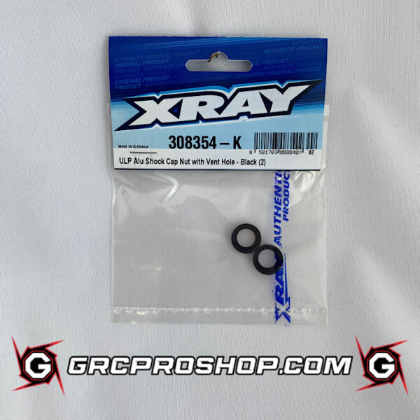 XRAY - XRA308354K - ULP ALU SHOCK CAP-NUT WITH VENT HOLE - BLACK (2)