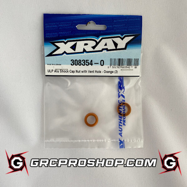 XRAY - XRA308354O - ULP ALU SHOCK CAP-NUT WITH VENT HOLE - ORANGE (2)