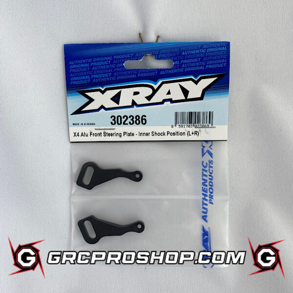 XRAY - XRA302386 - X4 ALU FRONT STEERING PLATE - INNER SHOCK POSITION - SWISS 7075 T6 (L+R)
