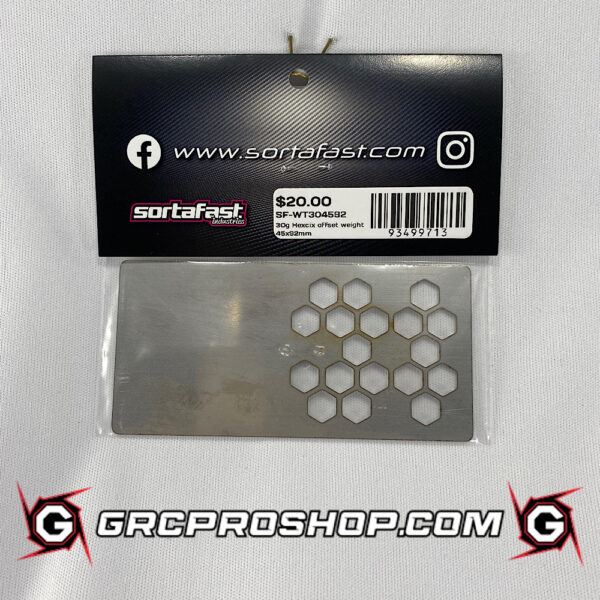 Sortafast STF-WT304592 - Sortafast Hexcix Stainless Steel Battery Weight - Offset 1s / 2s Shorty - 45/92mm - 30G