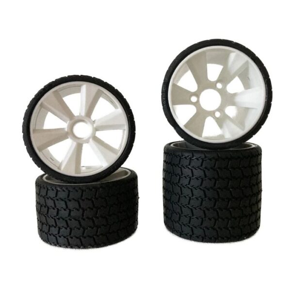 Gravity RC GRC142W - TYPE12 12th scale rubber tires, white wheel, set of 4, pre glued