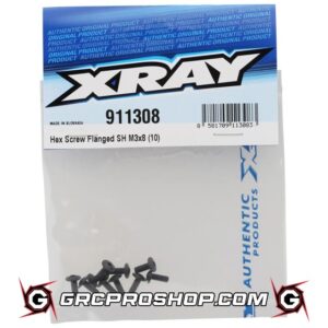 XRAY 911308 - HEX SCREW FLANGED SH M3x8  (10)