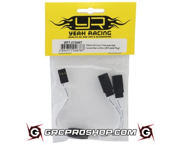 Yeah Racing - EA-WPT-0154WT - 60-Core Y-Harness High Current Servo Extension Lead (White) (JR/Futaba Plug) (150mm)