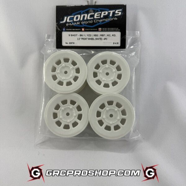 JConcepts JCO3397W - 9 Shot 2.2 Dirt Oval Front Wheels (White) (4) (B6.1/XB2/RB7/YZ2) w/12mm Hex