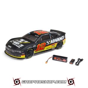 LOSI LOS1122512 - 1/12 NASCAR RC Race Car Ryan Blaney No. 12 2025 Advance Auto Ford Mustang 2S AWD RTR Brushed On-Road (Battery & Charger included, Black