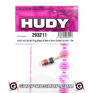 HUDY - HUD293211 - ALU BULLET PLUG BLACK & RED WITH 5MM GOLDEN BULLETS - SET